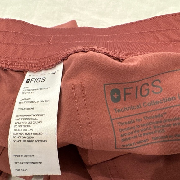 FIGS Skinny Yola Scrub Pants, Petite XXS, Mauve - Picture 3 of 3